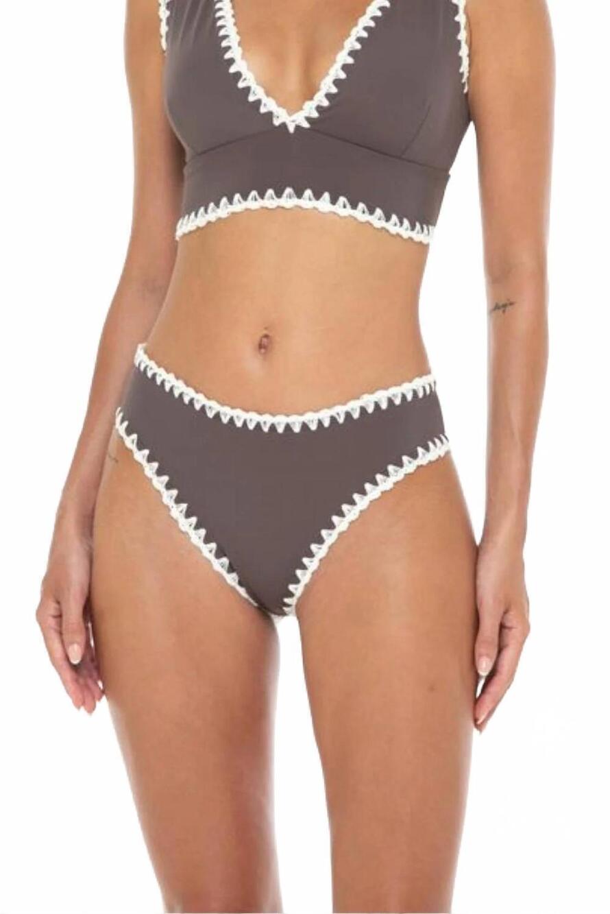 NEW PHIE COLLECTIVE alicia crochet bikini bottom in taupe